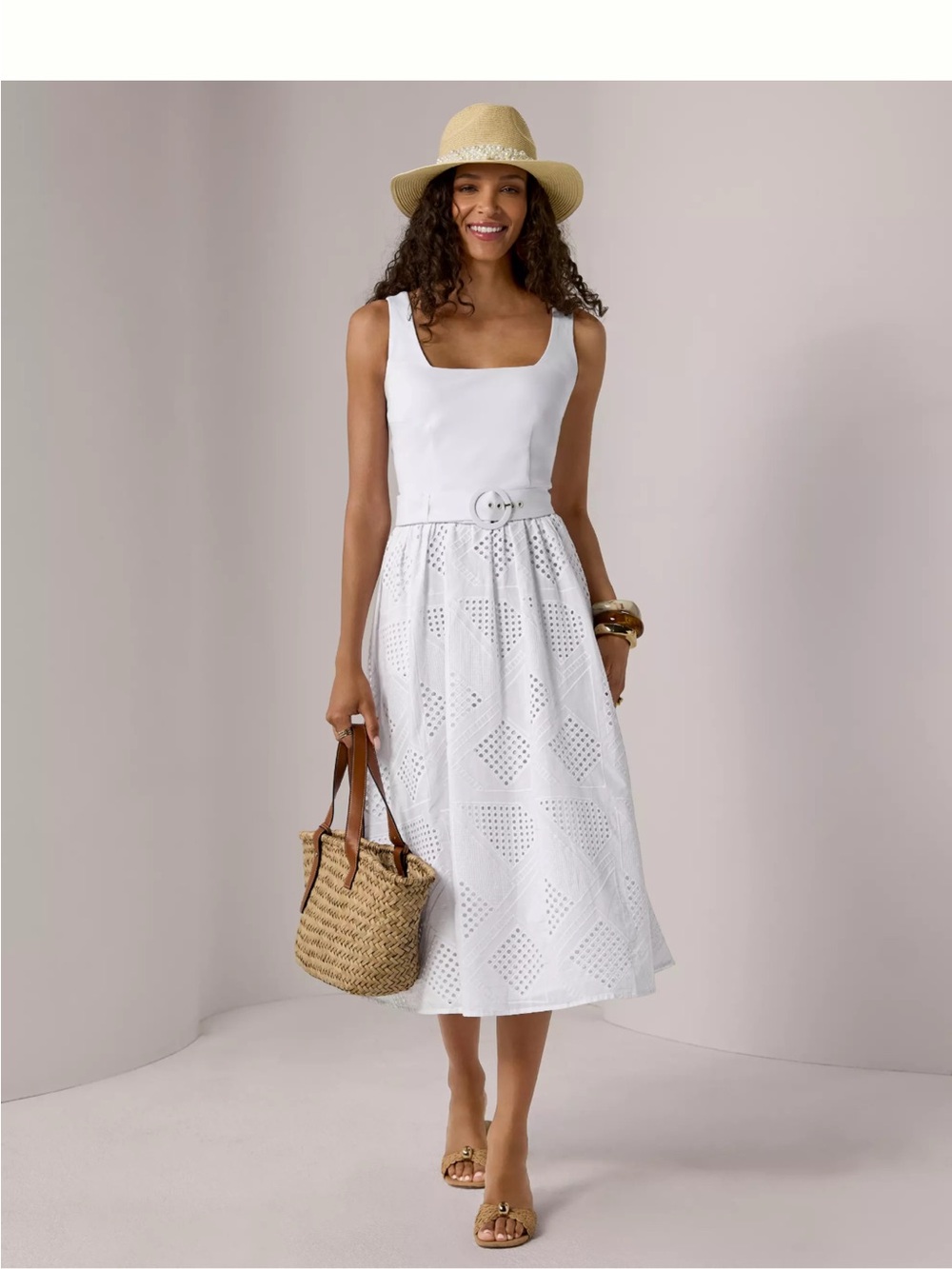 White midi dress
